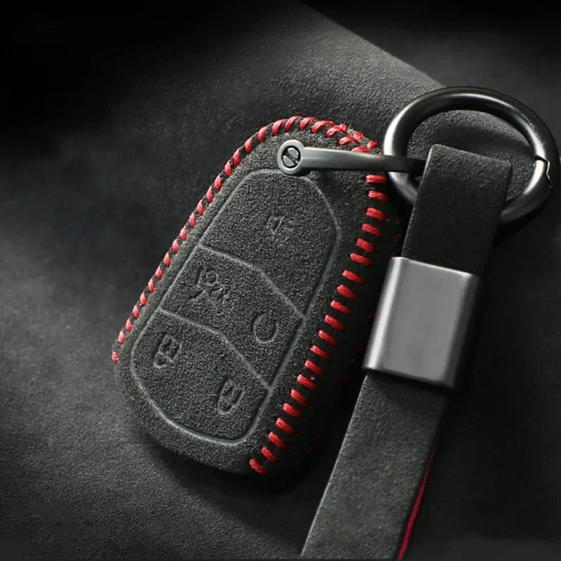 

Luxury Top Suede Leather Key Case Cover Shell For Cadillac CT5 CT4 CT6 XT4 XT5XT6 XTS ATS-L Car Styling Accessries