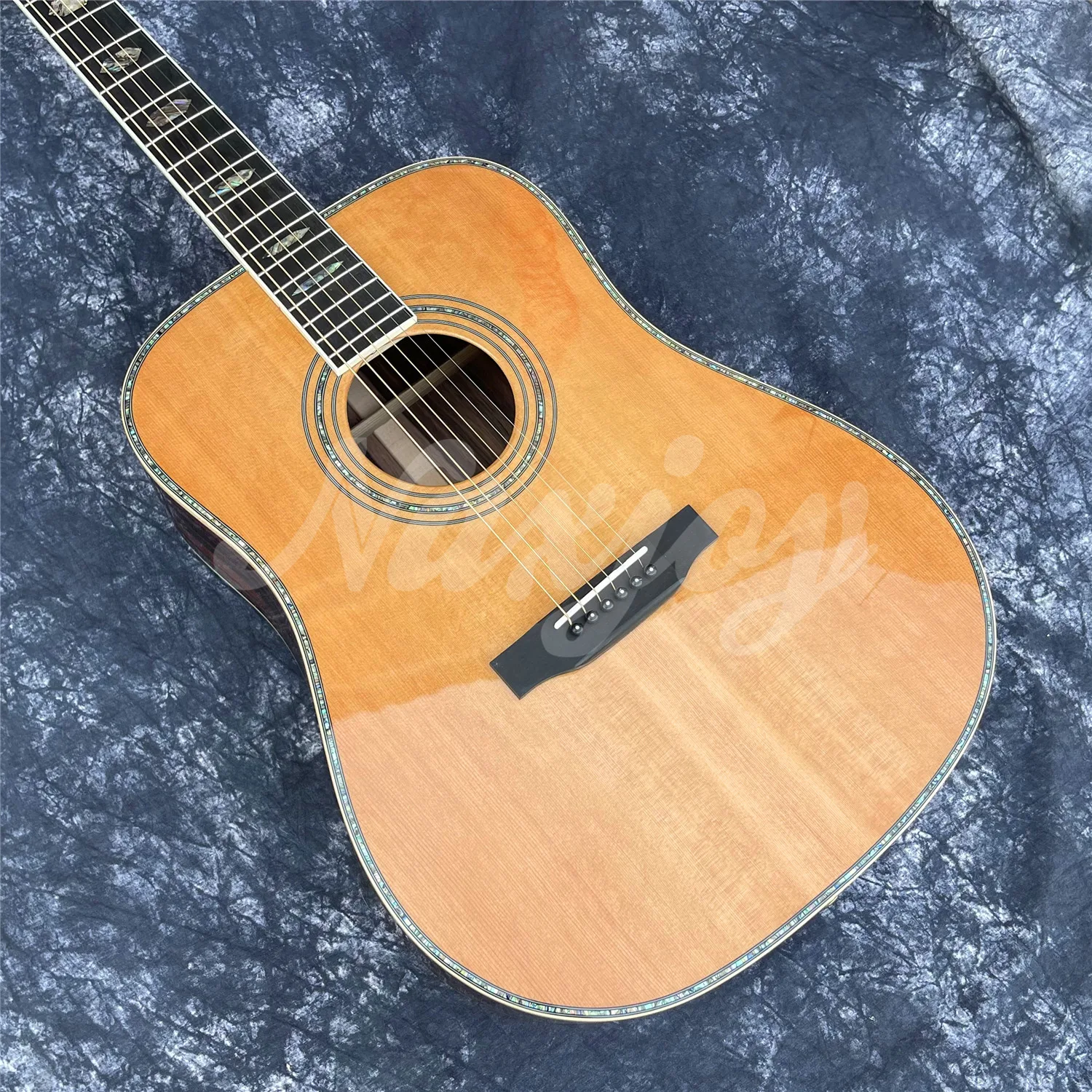 Hot high quality All Solid Wood Cedar Cocobolo Acoustic Guitar D Type 41 Inch Abalone Inlays Ebony Fingerboard