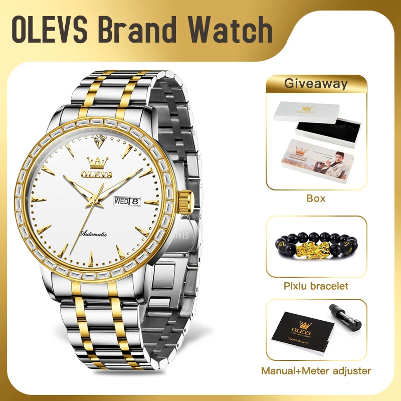 

OLEVS 7019 Mens Watch Original Mechanical Watch Waterproof Watch For Men Date Week Display Reloj Mens Gifts Watches Luxury Men