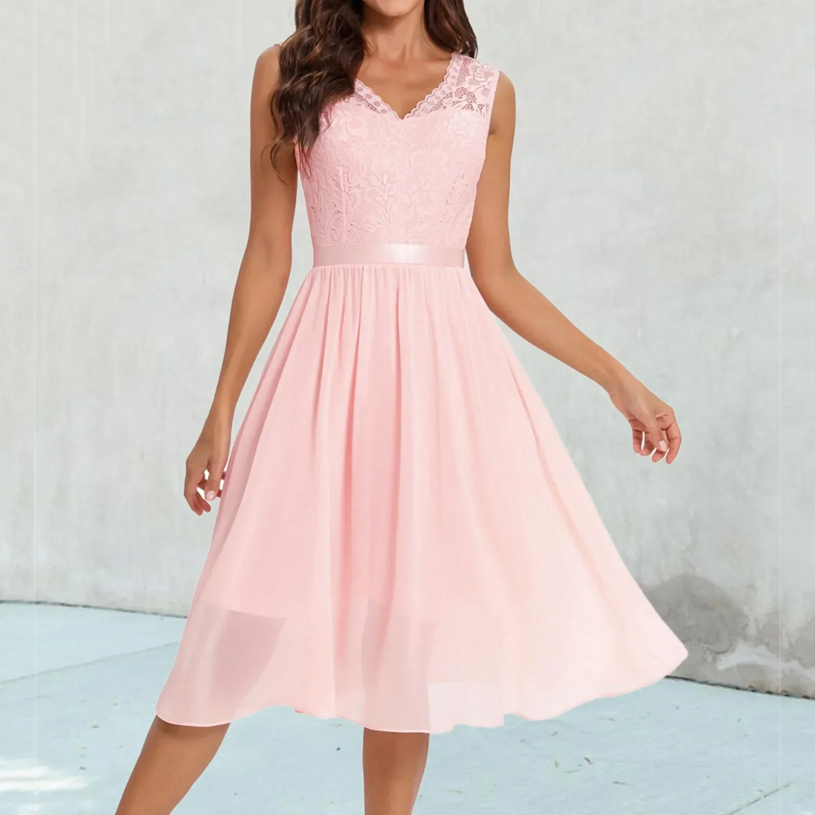 

New Elegant Dresses Women Plus Size Women Elegant Evening Wedding Lace Chiffon High Low Dress Female Clothing