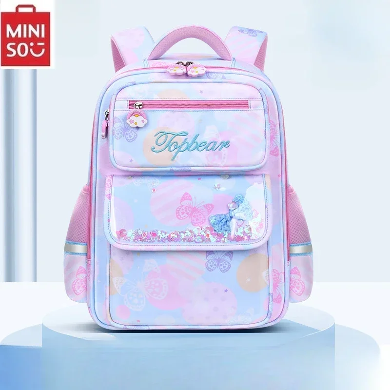 Miniso disney mochila infantil estudante grande capacidade meninas bonito dos desenhos animados proteção da coluna e tendência de redução de carga