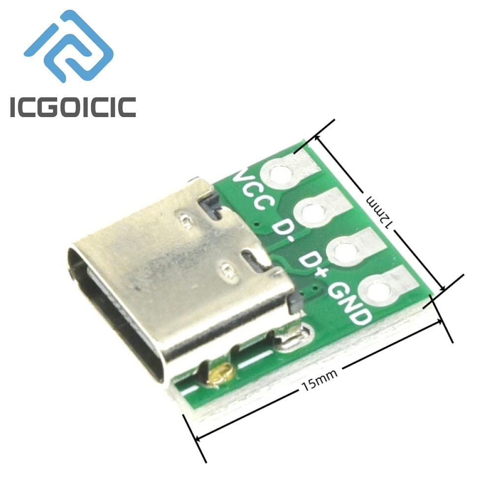 1-100PCS USB 3.1 Type C Connector - 16 Pin PCB Board Adapter, Socket for Data Line Cable Transfer
