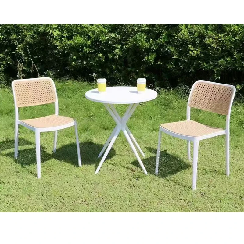 *Modern Style Stackable Outdoor Armchair Plastic Frame Wicker Rattan Design Garden Courtyard Furniture Garden Set
