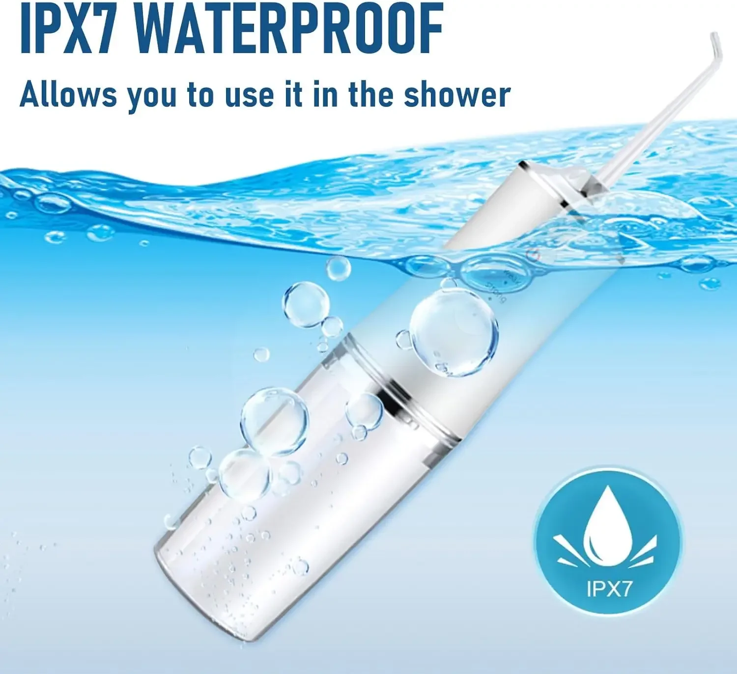 جهاز تنظيف الأسنان بالماء اللاسلكي المتقدم مع 4 نصائح و3 أوضاع IPX7 جهاز ري الفم المحمول لإزالة البلاك بشكل فعال