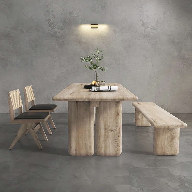 Solid wood dining table, modern household living room, rectangular dining table image 3