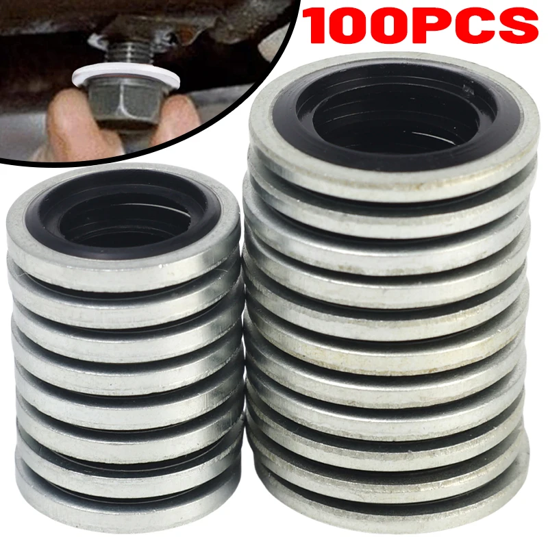 Car Oil Drain Plug Gasket Universal Self Centering Zinc Plated Carbon Steel NBR Rubber Washer Seal Ring M12 M14 Engine Parts