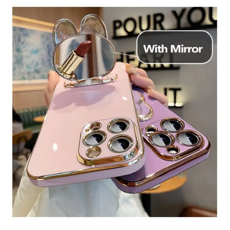 Case For Samsung Galaxy A73 A72 A71 A54 A53 A52 A51 A50 A34 A33 A32 A24 A23 A22 A14 A13 A12 A04 A03 Makeup Mirror Holder Cover