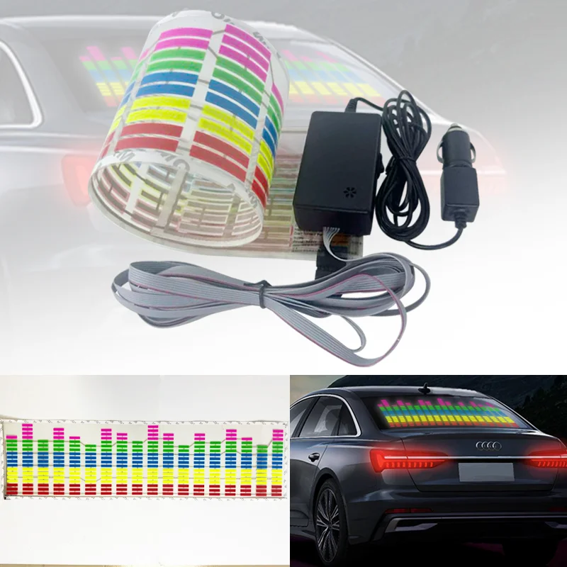 90x25 см автомобильный RGB светодиодный музыкальный ритм вспышка звуковая активация датчик эквалайзер наклейка на заднее лобовое стекло Стайлинг неоновая лампа комплект 90x25 см автомобильный RGB светодиодный музыкальный ритм вспышка звуковая активация датчик эквалайзер наклейка на заднее лобовое стекло Стайлинг неоновая лампа комплект