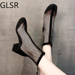 2023 New Air Mesh Net Bling Women Shoes Summer Ankle Boots Thin High Heels Sexy Sandal Chelsea Boots Female Dropship Pumps