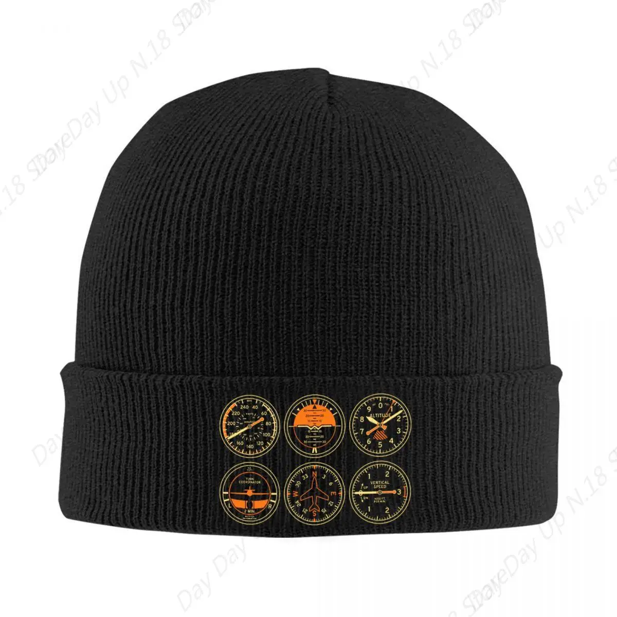 Custom Cockpit Six Dials Flight Simulator Pilot Bonnet Hat Cool Knit Hat Aviation Airplane Winter Warm Skullies Beanies Caps