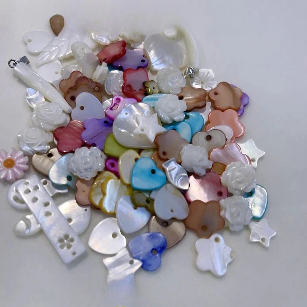 5Pcs Natural Shell Punched Loose Individual Beads Surprise Pack For DIY Elegant Necklace Bracelet Jewelry Making Decorations