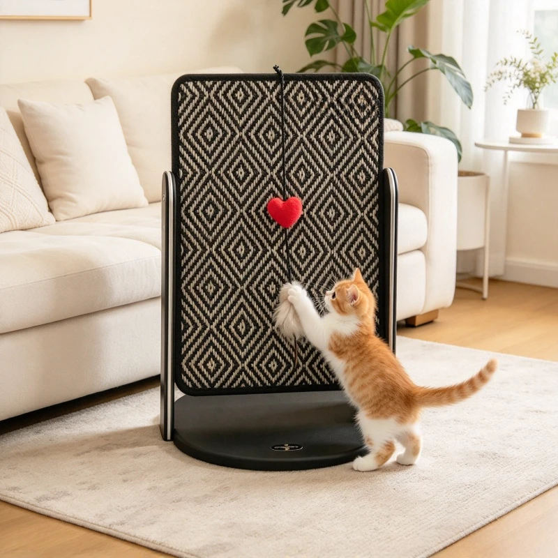 Vertical Cat Scratching Post, Durable Sisal Cat Scratcher with Magic Tape Design, Aesthetic Home Cat Furniture Decor for Cats