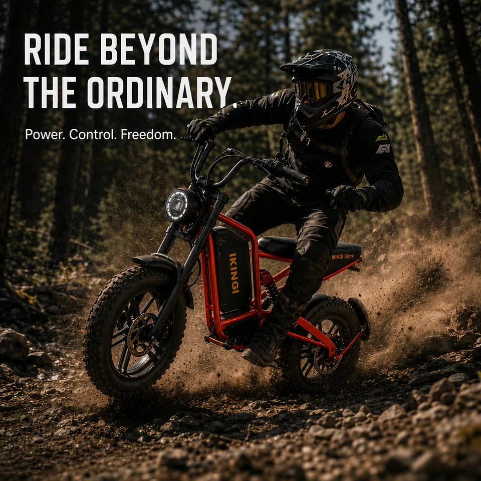 IKING 55pro Off-Road Electric Bike 1000W Motor 48V 15AH 16" Fat Tire All-Terrain E-Bike Full Suspension Dual Disc Brake for Adults image 6