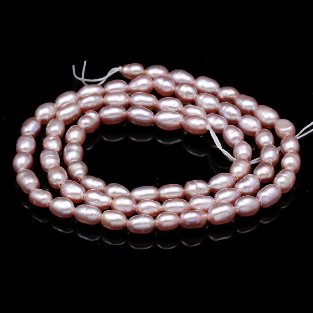 3-4mm Natural Freshwater Pearls Rice Shape White Pink Purple Spacer Beads for Jewelry Making DIY Necklace Bracelet Accessories