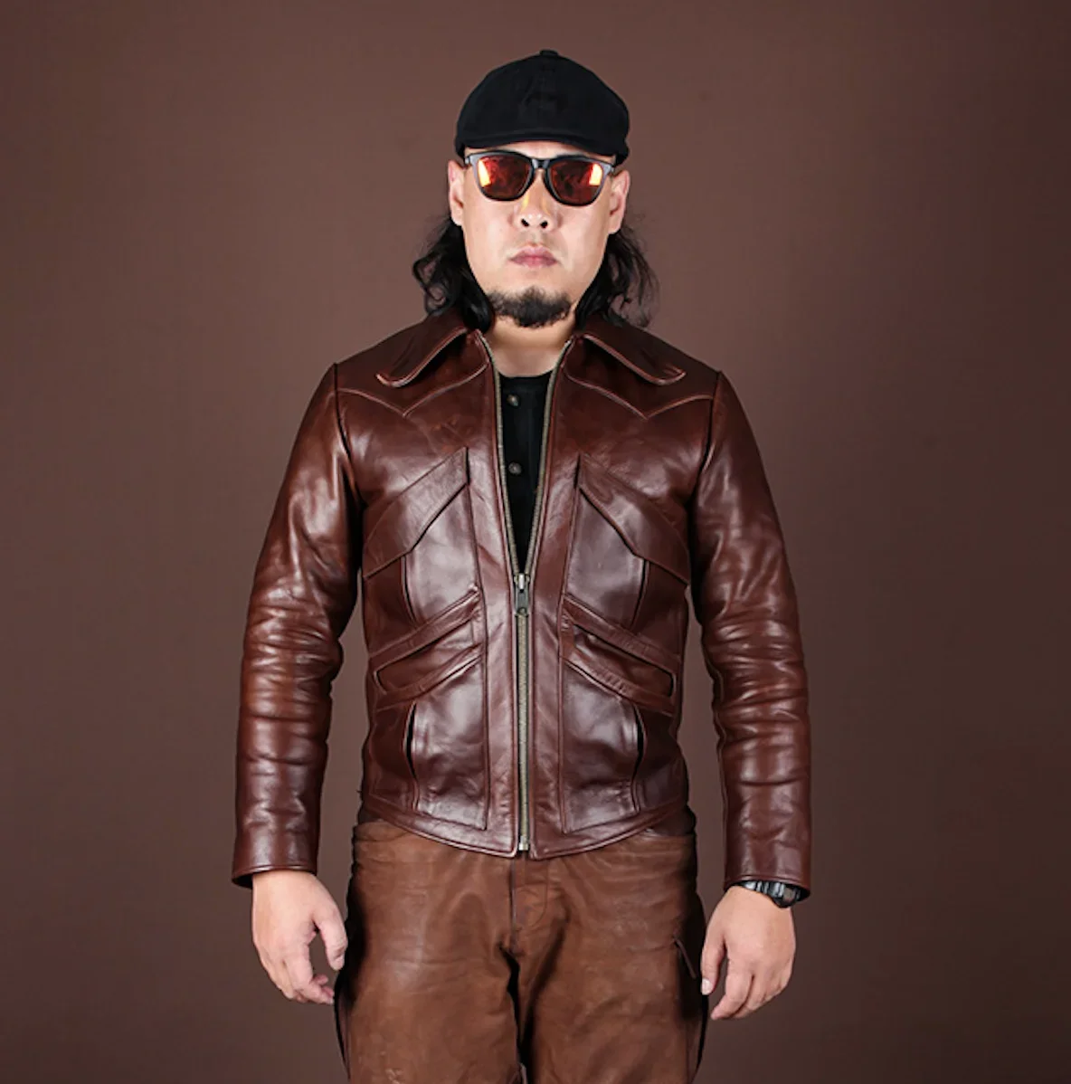 SD1888 Cidu Asian Size Men's Super Quality Slim Vintage Genuine Italian Tuscany Cow Leather Rider Jacket