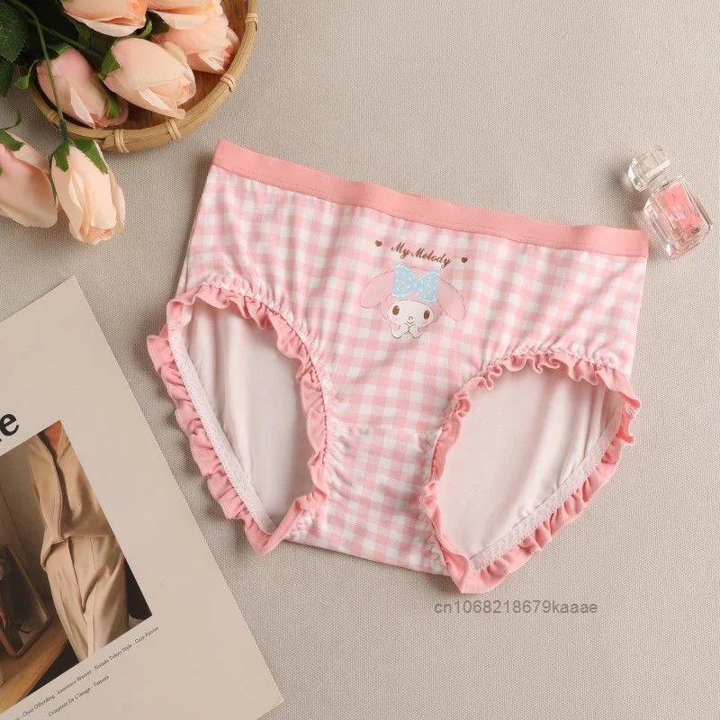 Sanrio My Melody Cute Sweet Y2k Girl Ruffle Design Briefs Kawaii Cartoon Print Underpants Japanese Style Harajuku Fashion Panty