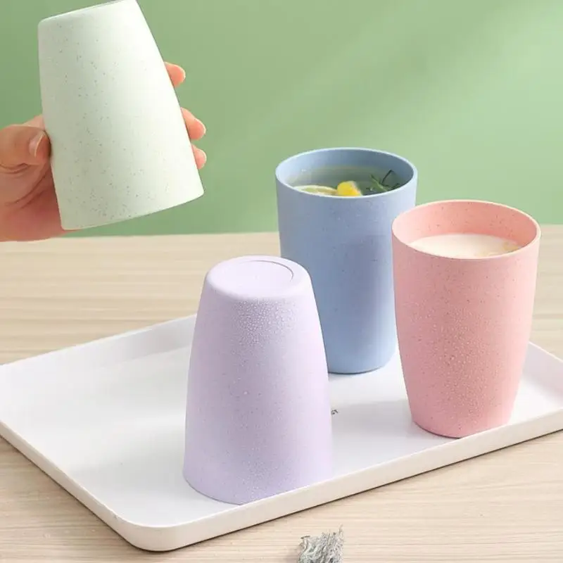 6/12PCS Wheat Straw Cup Plastic Mouthwash Water Cup Brushing Cup Potable Drinking Travel Cup For Kids Adults - High Quality Dura