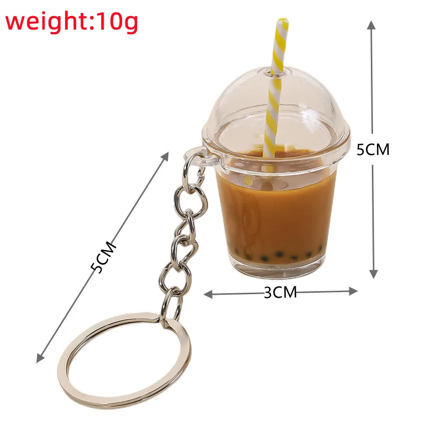 Milk Tea Keychain Liquid Model Coffee Cup Cartoon New Simulation Food Toy Bag Pendant Car Key Chain Best Gift Jewelry Wholesale