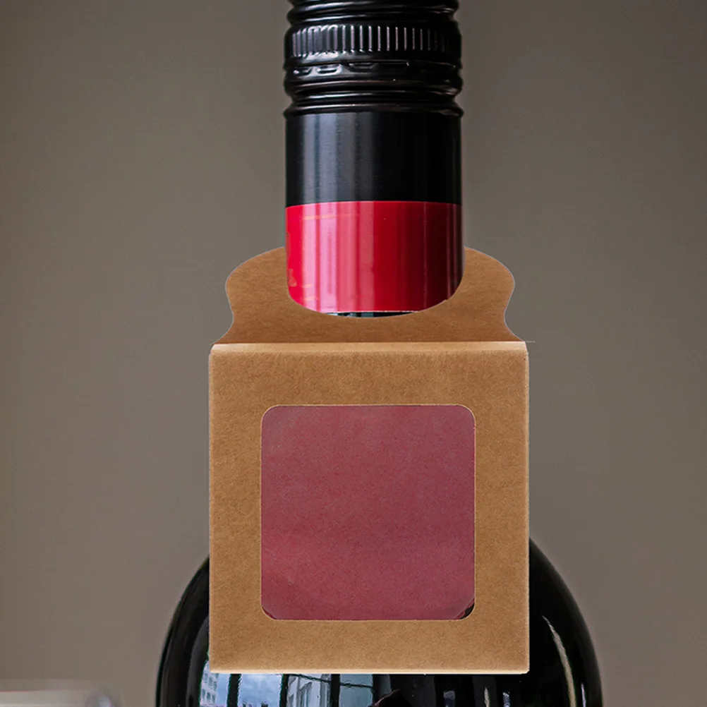 

10Pcs Wine Bottle Packaging Box with Window Portable Kraft Gift Box for House Party Decor Household Wine Bottle Case