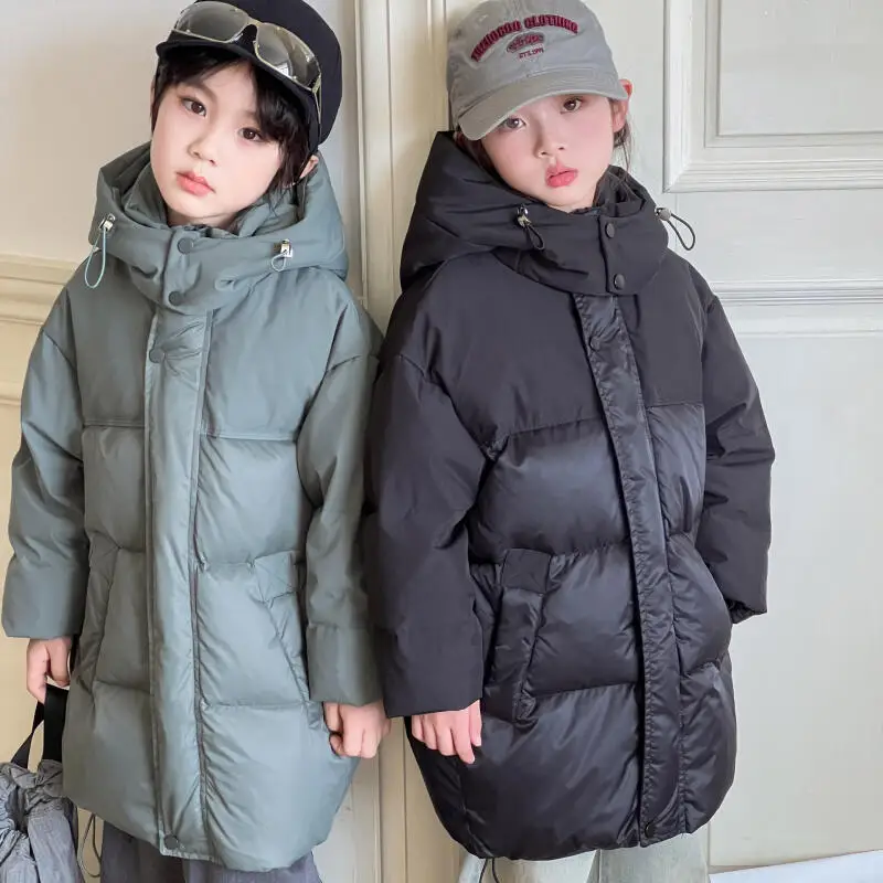 

Бархатная хлопковая одежда для девочек, утепленная куртка средней длины для мальчиков и девочек, сохраняющая тепло, детская одежда Kawaii, куртка для детей