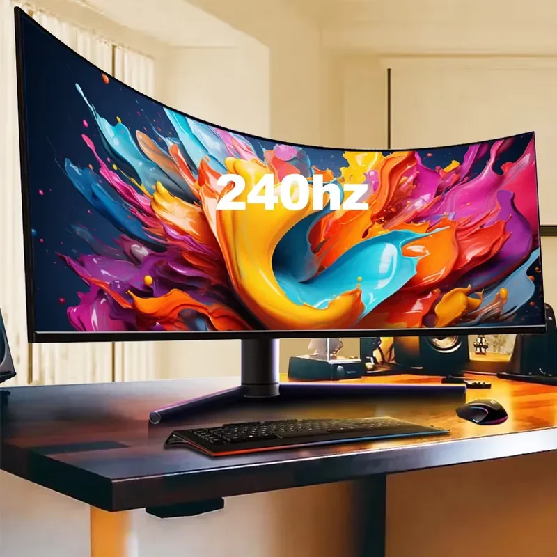 FY 34 Inch Curved Ultra Thin 1080P Gaming Monitor Wide View Display For Budget Gamers Home Office Use