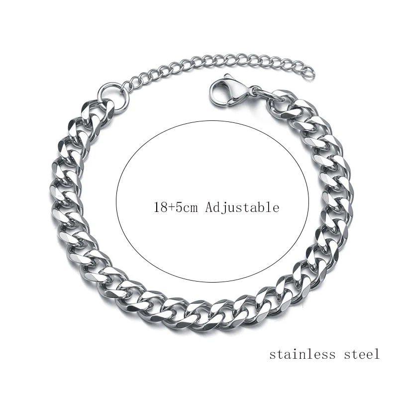 Simple Style Cuban Chain Bracelet Men 3/5/7mm Hiphop Link Braslet Bangle Adjustable Punk Jewelry Outdoor Sports Cycling Braclet image 5