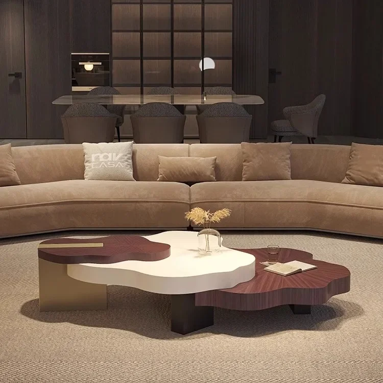 yj9 Nordic modern minimalist paint brushed cloud coffee table light luxury special-shaped designer living room home