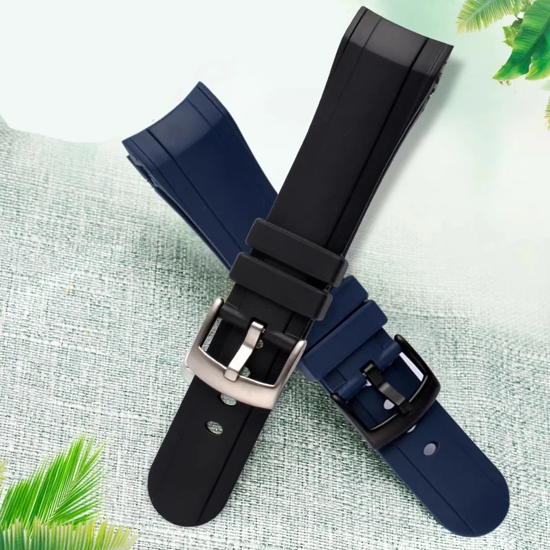 

Luxury Blue Black 24mm Silicone watchband For Graham strap Racing Bent Watch band Rubber Bracelet with stainless steel buckle