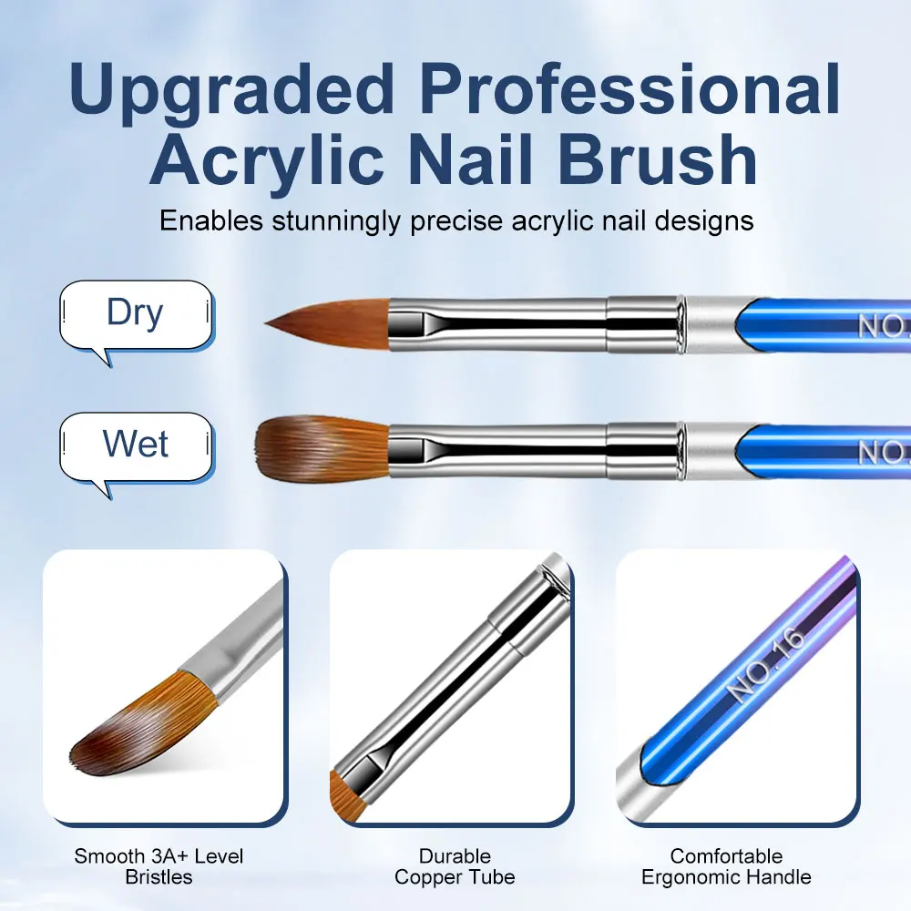 4 個アクリルネイルブラシセットサイズ 10/12/14/16 アクリルパウダー拡張ネイルブラシアート 3D 彫刻マニキュアサロンツール