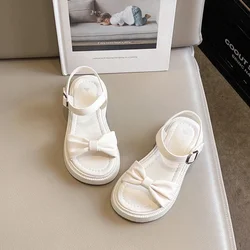 Girls Summer Beach Sandals 2025 New Solid Color Kids Causal Sandals Fashion Sweet Bow School Versatile Children Princess Shoes