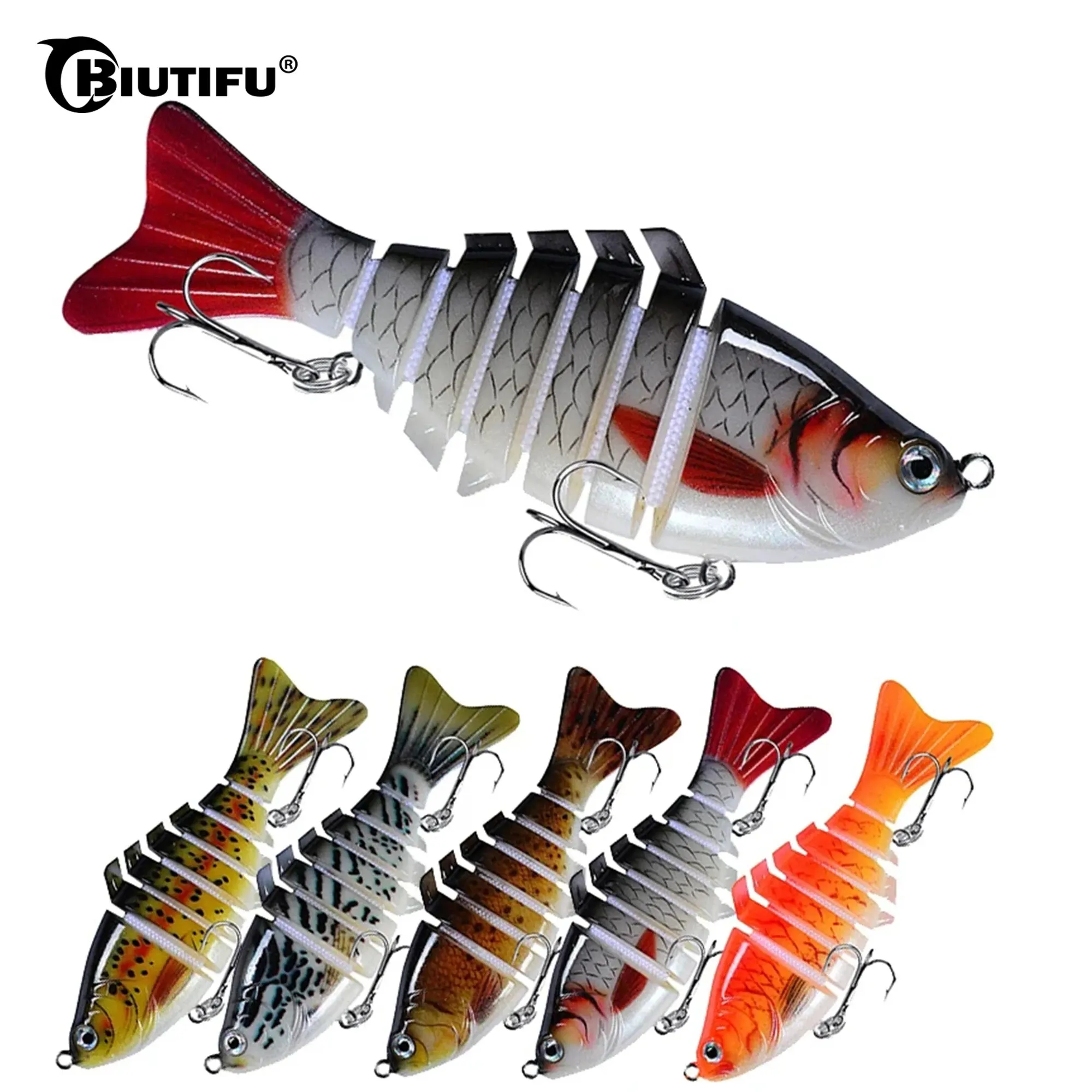 Phishger 1pc Sea Fishing Bait Swimbait Lure Mino Lure 10cm 15.5g Multi Color Diving Simulation 7 Sections Multi Section Bait