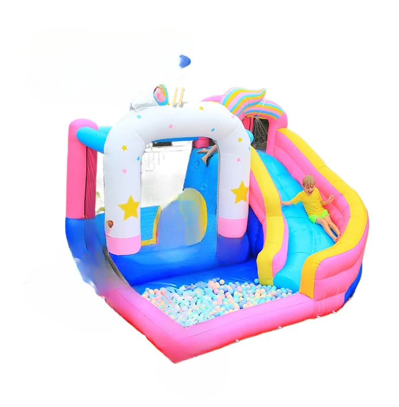 

Unicorn Inflatable Castle for Children, Small Trampoline, Indoor Slide Toys, Large, Kindergarten