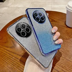 For OPPO Realme 12 4G Case Realme 12 4G Phone Case Shiny Glitter Plating Silicone Camera Lens Soft Back Cover