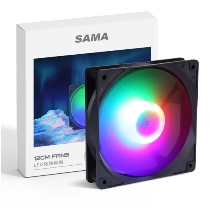 l 1PCS For SAMA | 12CM | Three-Color LED Mute Computer Case Cooling Fan