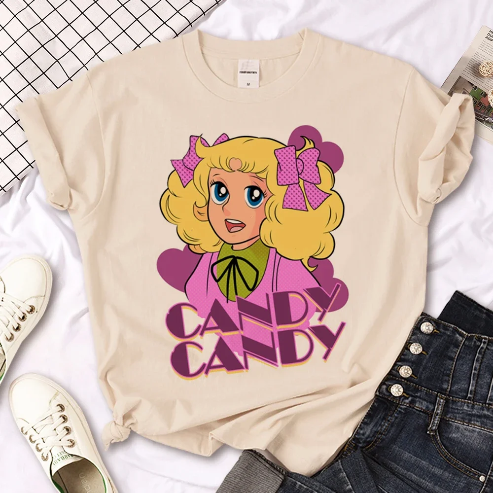 Candy Candy Tee women Y2K t-shirts female anime streetwear 2000s clothing, women T Shirt Printed Tops Tee Harajuku Female image 2