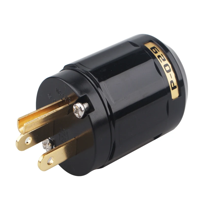 24K Gold Plated Copper US Power Plug P079 C029 IEC Connector for DIY HiFi Audio Amplifier Power Cable