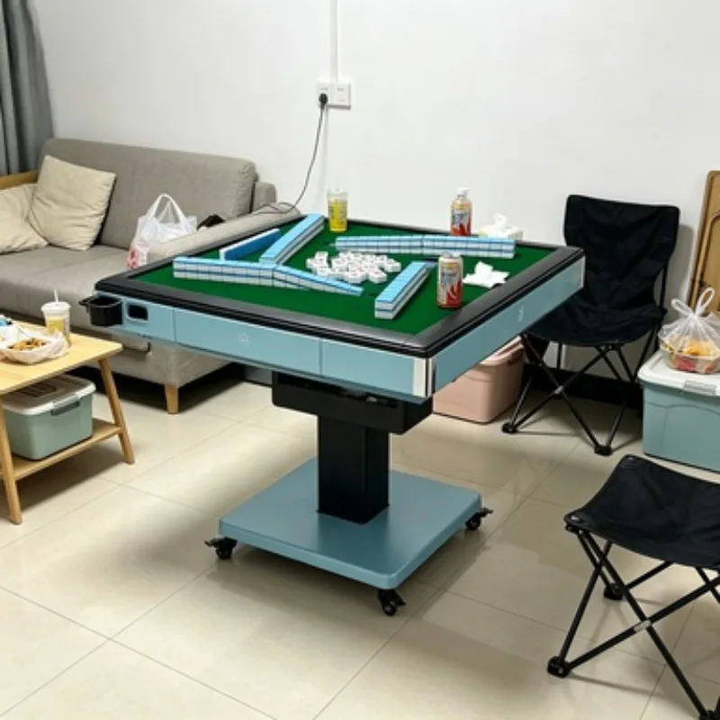 Quiet Automatic Mahjong Machine for Home, Folding Electric Mahjong Table 4-Player with Anti-Cheating, Portable Mahjong Table
