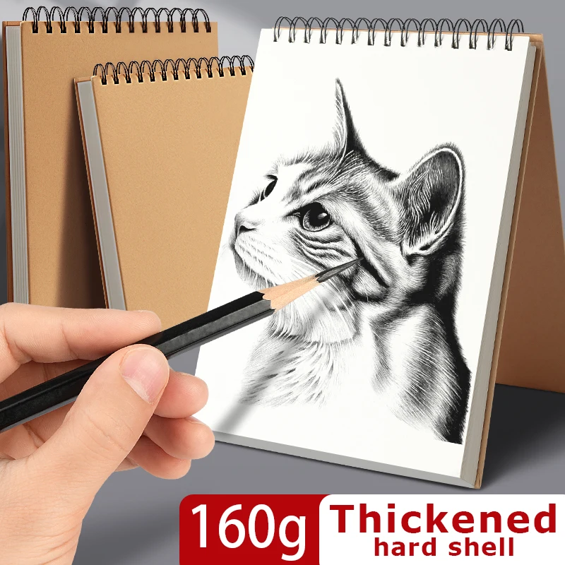 160 g/m2, professionelles Skizzenbuch, dickes Papier oben, spiralgebunden, Künstlerbedarf, Malerei, Schreibpapier, Bleistift, Aquarell-Zeichenbuch