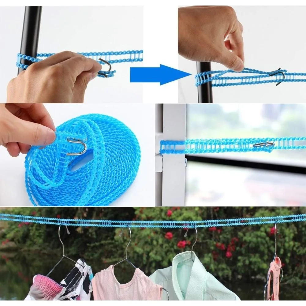 10M Einziehbare Wäscheleine für Outdoor, Tragbare Reise- und Camping-Wäscheleine mit Karabinerhaken, Wander- und Outdoor-Gadgets – Detail 5