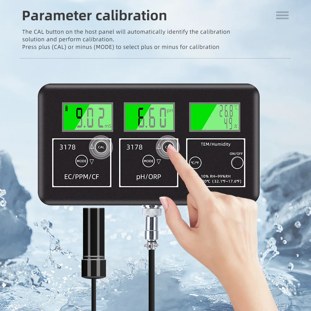 7 In 1 Multifunction Water Quality Monitor EC/TDS/CF/PH/ORP/Humidity/TEMP Meter With RS485 Communication 24H Online Monitoring