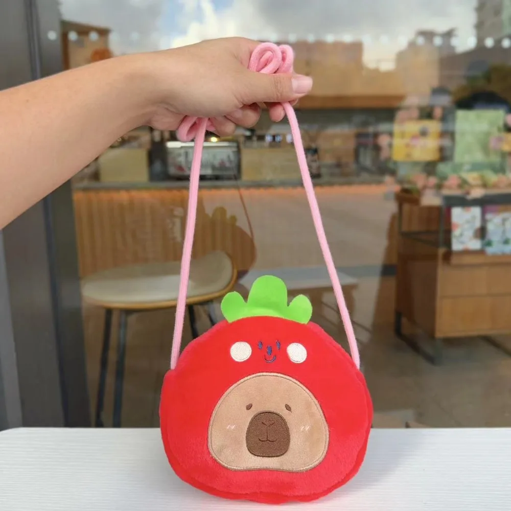 Kawaii Capybara Crossbody Bag Panda Cross Dressing Cartoon Children Purse PP Cotton Candy Color Small Coin Wallet Students