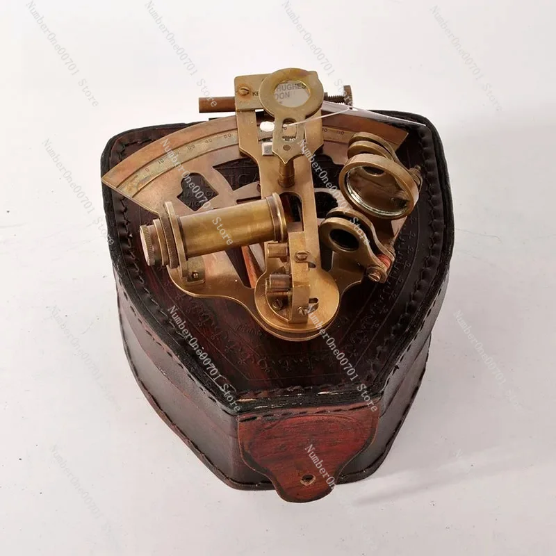 Antique Solid Brass Sextant Model, Nautical Maritime Decor, Vintage Collector's Gift, Photography Prop