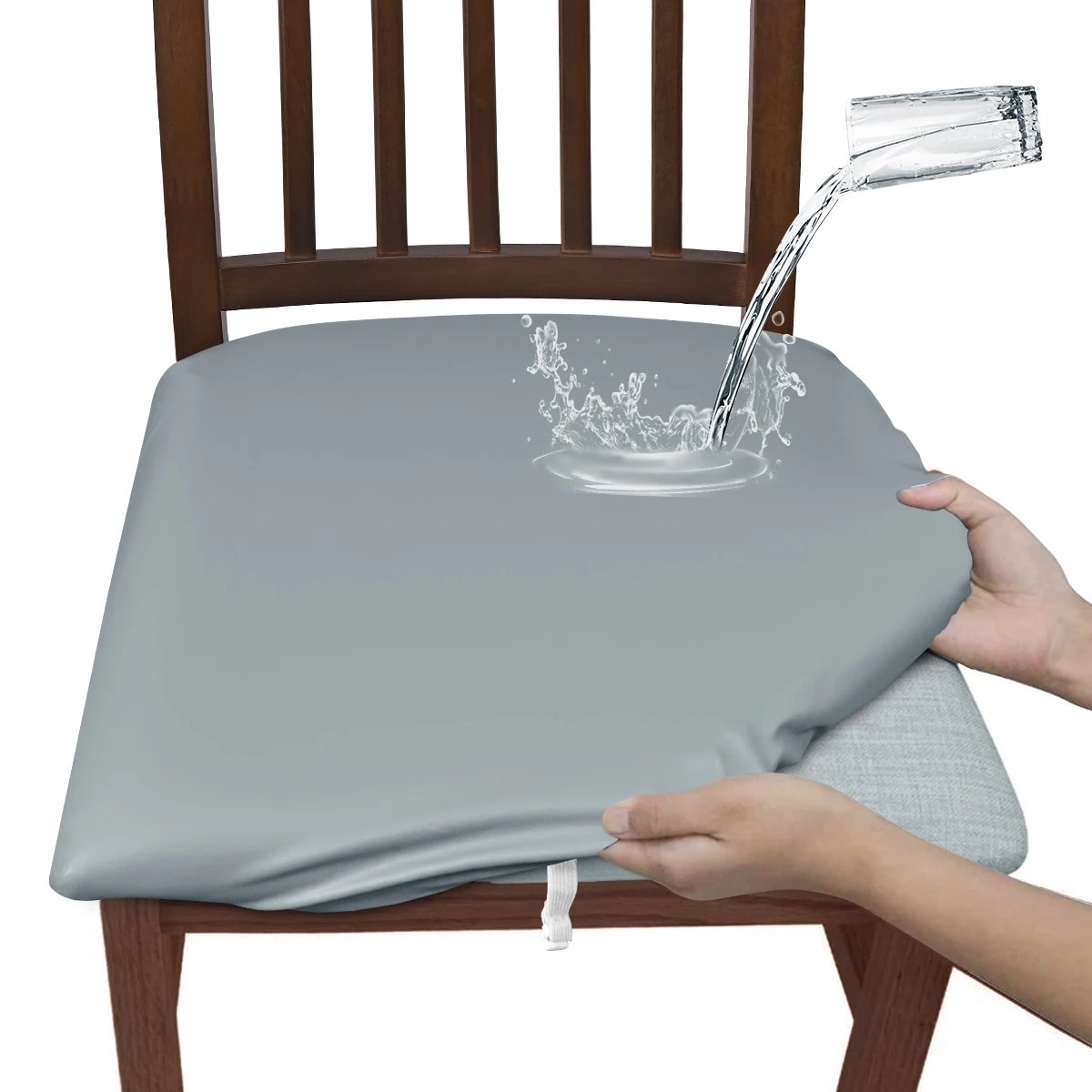 

1 шт., однотонный эластичный водонепроницаемый чехол для табурета с пряжкой из искусственной кожи, подходит для украшения табурета гостиной отеля