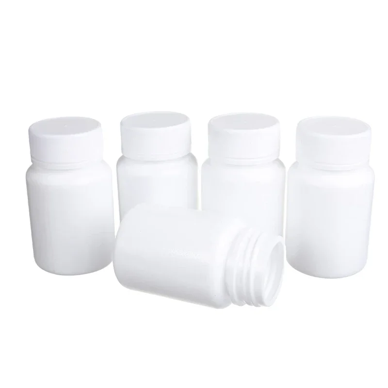 10pcs 15ml-100ml White Plastic Empty Sealed Bottles Solid Powder Capsule Container Medical Reagent Liquid Packaging Bottles