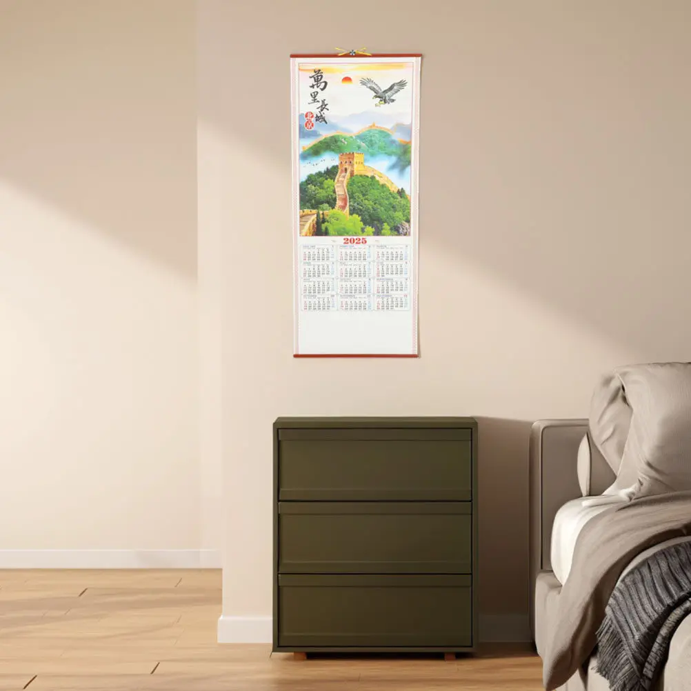 

2 шт. 2025 Китайский настенный календарь «Год Змеи», лунный ежемесячный календарь-свиток, декор для дома и офиса, Китайский Новый год, Праздник Весны