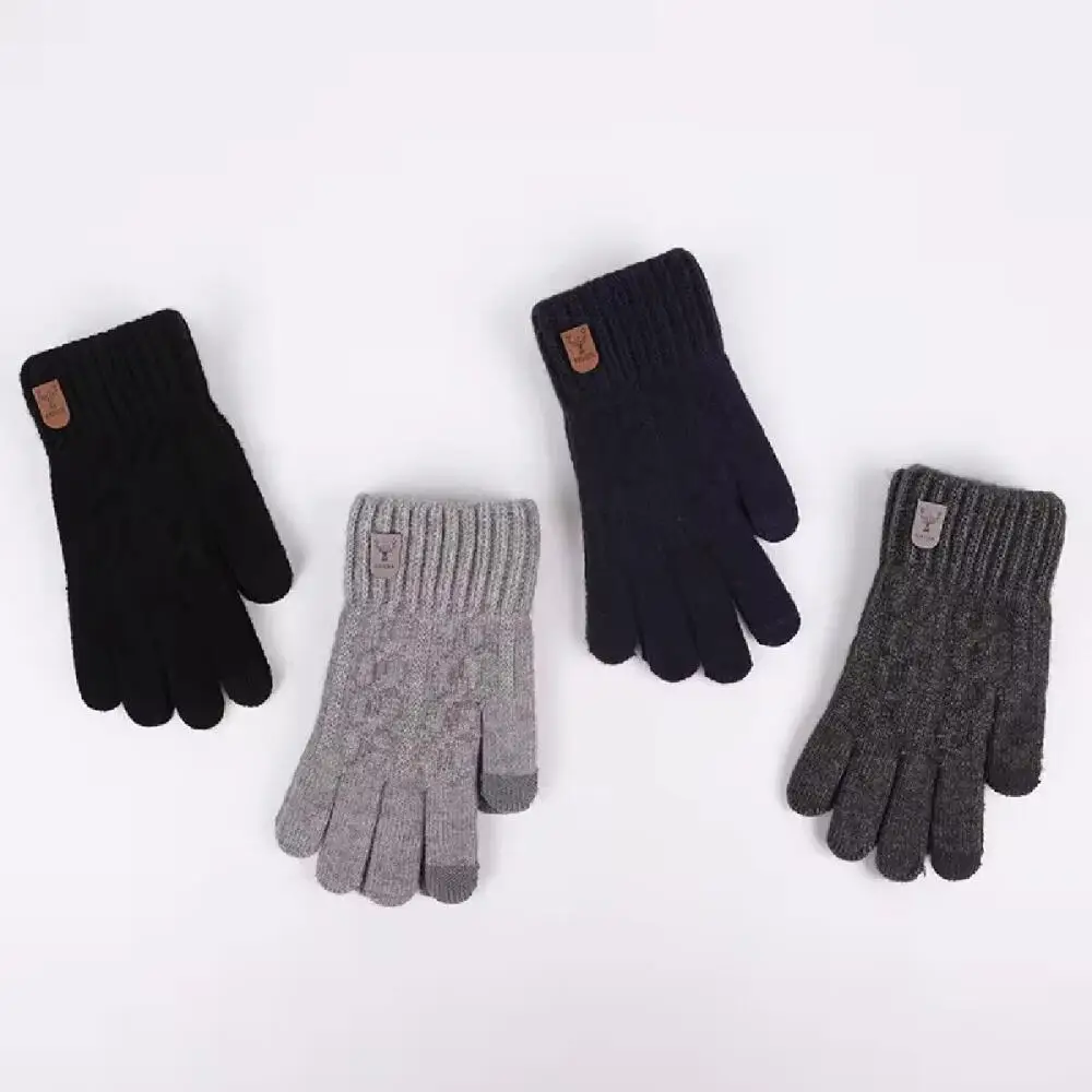 1 par de luvas quentes de inverno para homens e mulheres touchscreen luvas de malha espessada ao ar livre ciclismo esportes luvas resistentes ao frio