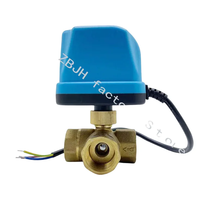 Brass Ball Valve AC220V/24V DC5V/12V/24V 3 way brass Motorized ball valve Electric ball valve electric actuator DN15- DN40