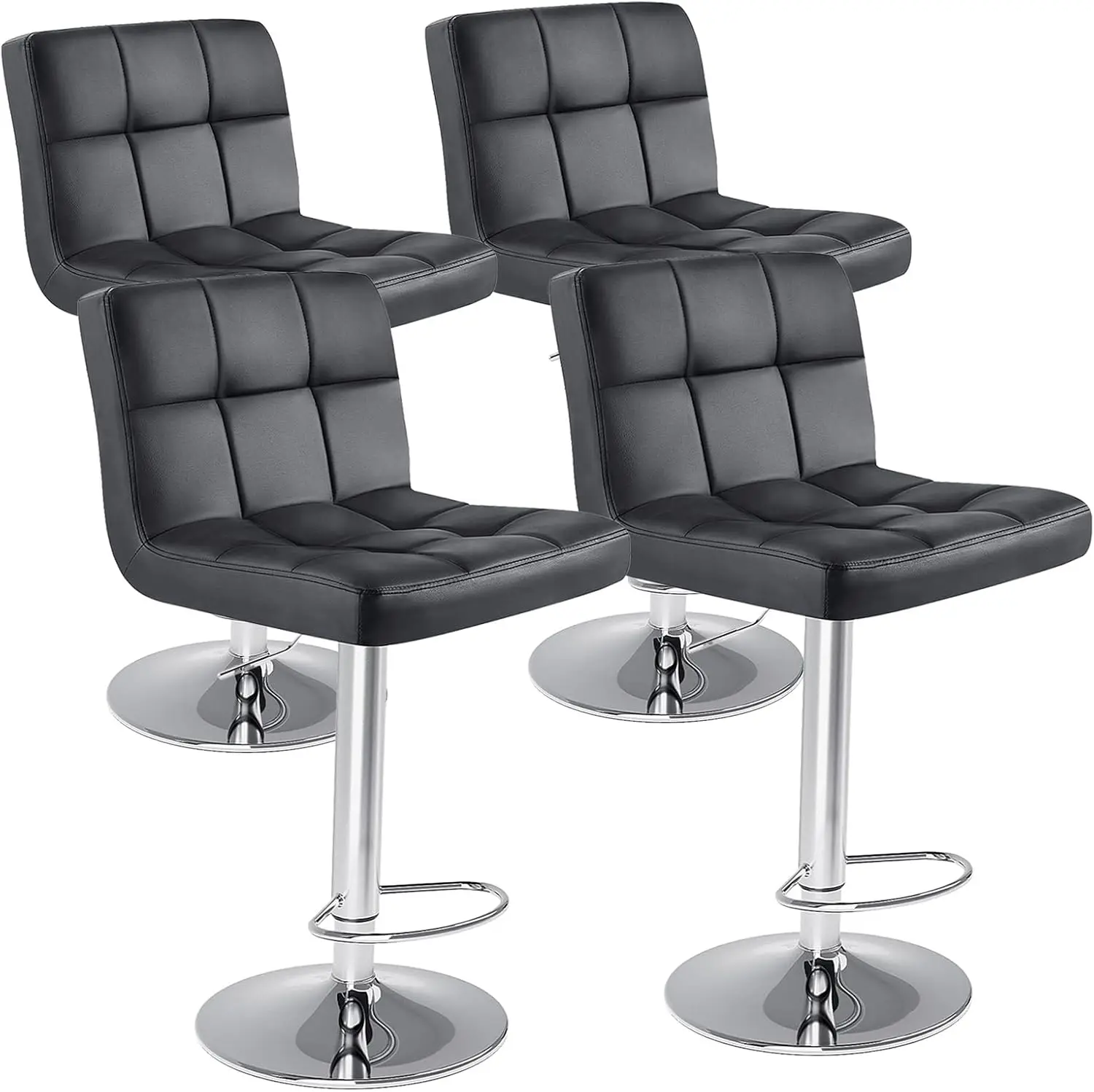 

Bar Stools Set of 4, 24 inch Counter Height Bar Stools, Upholstered Modern Kitchen Barstools Metal Base,PU Leather Saddle Stools