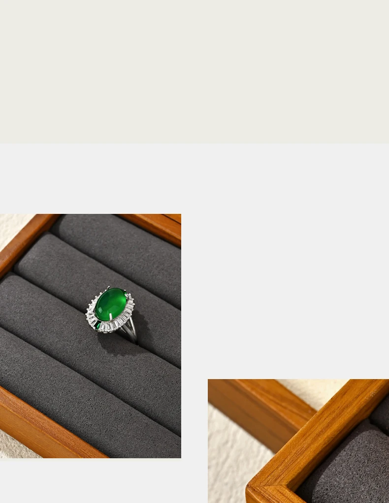 Oirlv Holzring-Präsentationsplatte Schmuckständer Grau Beige Ringhalter Schmuck-Aufbewahrungsorganizer Fotografie-Requisiten – Detail 2
