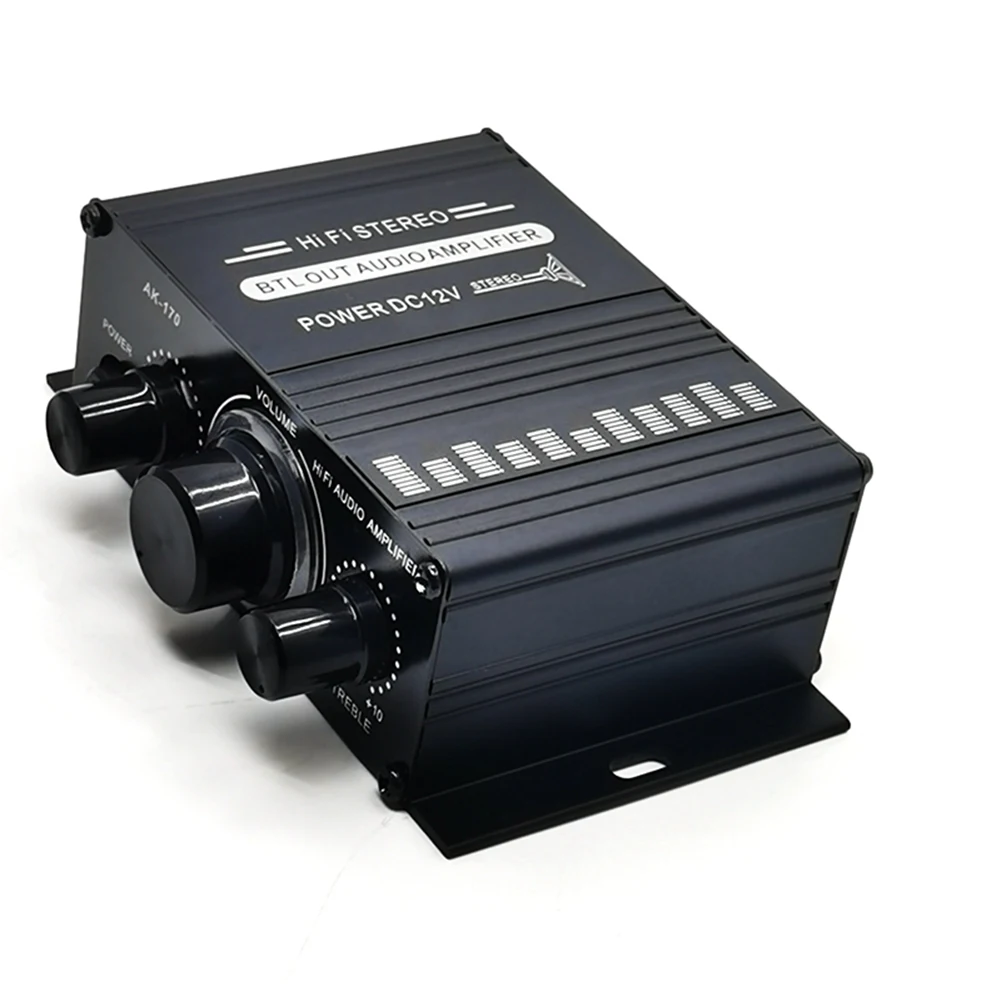 ABZW Amplifier Stereo Mini Dc12v Pemutar Audio Hi-Fi Saluran Ganda Mendukung Input Dvd Ponsel untuk Penggunaan Rumah Sepeda Motor Mobil